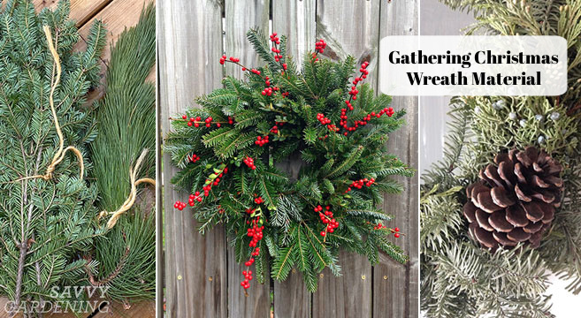 Gather Christmas wreath material to assemble your own festive wreath
